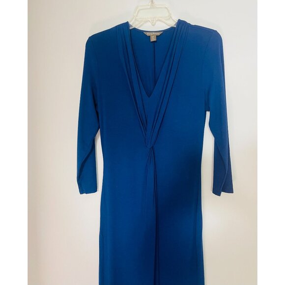Tommy Bahama Long Sleeve V Neck Twist Front Modal Blend Maxi Dress Navy Blue S/P - Picture 7 of 7